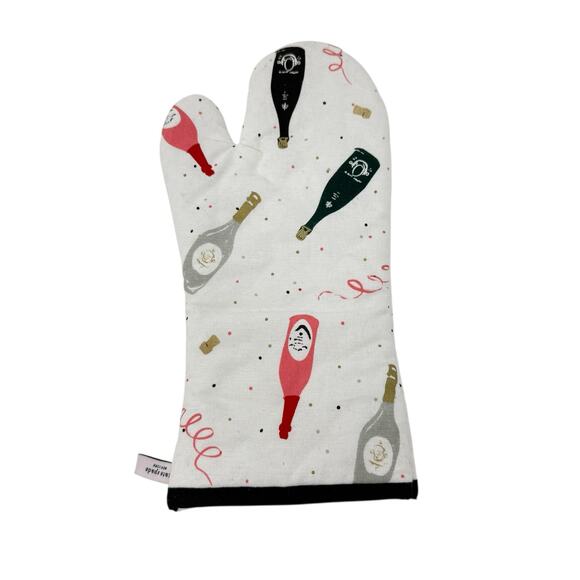 Kate Spade New York White Champagne Print Pot Holder And Oven Mitt 2 Pc Set - Picture 5 of 9
